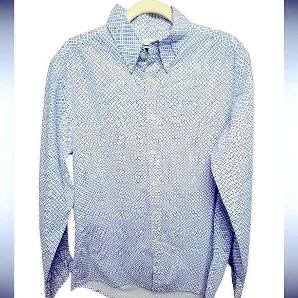 Jos. A. Bank Tailored Fit Button Down Shirt Blue & White Print Size Medium - Picture 1 of 3